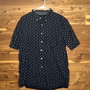 American Eagle Button Down Polo Navy and White
